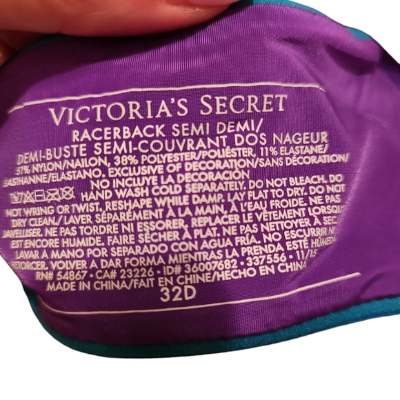 Victoria's Secret Purple Semi Demi Racerback Front Closure Bra Size 32D - Picture 3 of 3